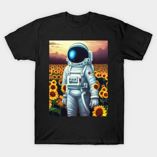 Astronaut sunflower planet travel T-Shirt by cloudart2868